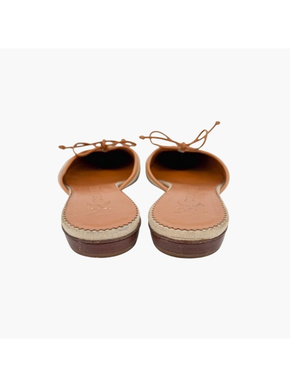 Chanel Vintage CC Clover Mule Flats Brown Beige Size 38.5 US 7.5-8 Ballet - Picture 6 of 15